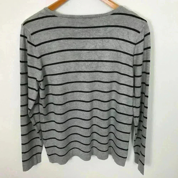 Calvin Klein Women Black Gray Lace-Up Large Blouse - Picture 5 of 5